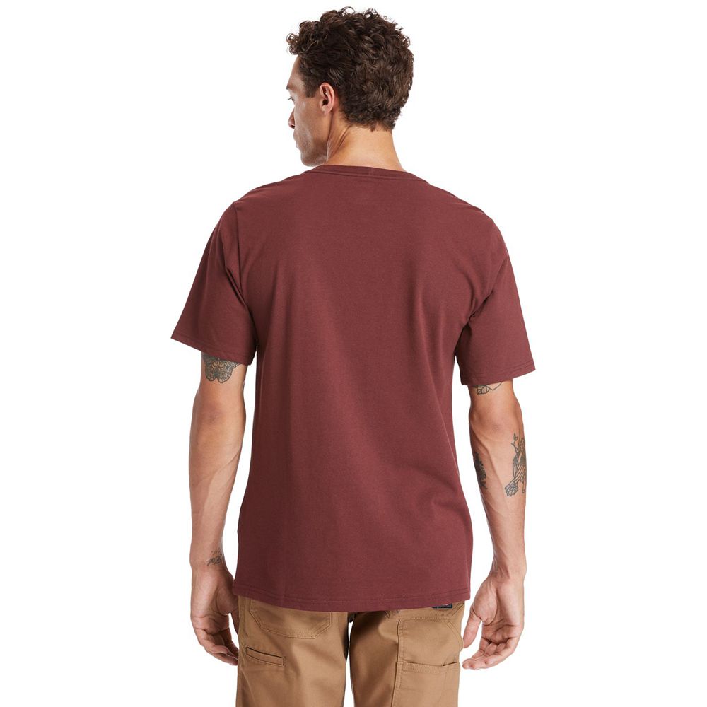 Camisetas Timberland Argentina Hombre - Pro® Short Sleeve Base Plate Wicking - Burdeos - FZMANW-871